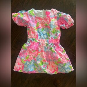 Lilly Pulitzer Girls Puff sleeve dress floral- Size 4